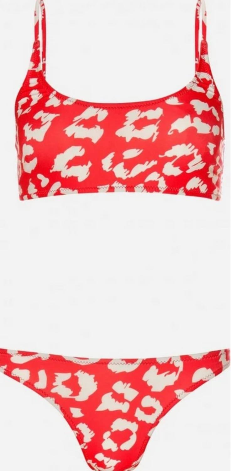 SOAB-SW-RL-S RED LEOPARD SCOOP NECK BIKINI SWIMSUIT - Image 1